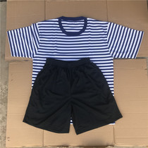 After you run away shoes blue and white stripes) half sleeve short-sleeved physical training clothes dry breathable hai hun T-shirt