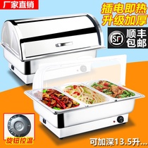 Stainless steel integrated electric buffet stove Visual square clamshell Buffy stove Breakfast stove Insulation stove Electric heating