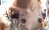 BYZHENZI hazelnut breast rose tattoo female sexy nude makeup tattoo waterproof flower arm tattoo stickers