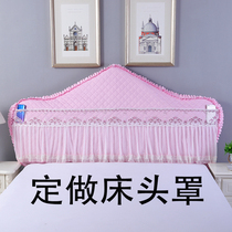 Customized European semi-circular iron bed Hood dust-proof irregular bed headgear with cotton thick leather solid wood protection