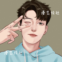 Hand-painted Avatar custom cartoon portrait design Love head painting couple live photo original artist draft