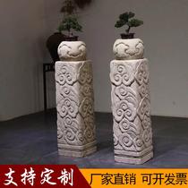 Horse pile stone carving ornaments blue stone antique stone pillars white marble Bolt horse column outdoor entrance courtyard horse stone
