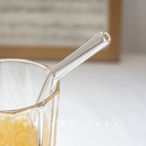 Glass straw Heat-resistant transparent elbow Non-disposable juice milk High borosilicate anti-lipstick mixing stick