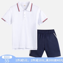 Blanidi summer British T-shirt school uniform male and female students pure white lapel short sleeve polo pullover Cotton