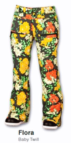Flower pattern ski pants Womens American Airblaster loose version waterproof 10K with belt only XL five fold