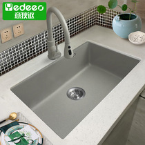 Italy Di quartz stone sink single trough gray kitchen wash basin sink set