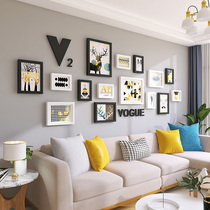 Living room photo wall modern minimalist sofa Background Wall wall photo frame hanging wall Bedroom Room free of perforated photo walls