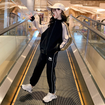 Boomer Girl Spring Clothing Suit 2022 Nets Red Ocean Trendy Children Spring Autumn CUHK Children Sports Casual Two Sets
