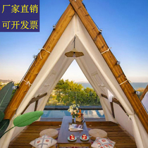 Net red tent hot pot outdoor triangle canvas dining tent hut star tent rainproof camping outdoor stall