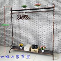Retro iron clothing store floor-standing display rack men's and women's children's clothing shelves island hanger single parallel bar coat rack