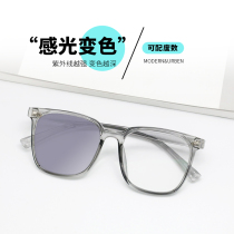 Earth is round light sensitive discoloration glasses anti-ultraviolet display small equipped with degree myopia sunglasses male and female