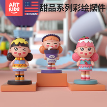 Yi Qile painting Lolita milk tea doll coloring plaster white embryo Children diy coloring girl toy set