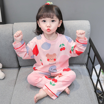 Girls cotton pajamas spring and autumn thin style children cute children long sleeves girls baby split autumn homewear