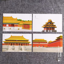 Hand-painted postcards of the Forbidden City architecture 4 pieces of Quangan Qingmen Corner Tower Supreme Harmony Hall Meridian Limit Film Material Copy