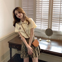 Small summer dress is high with net red salt fried street pleated skirt two-piece suit female summer Yang style small fragrance