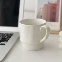 Baiyu simple striped mug ceramic office water cup coffee cup solid color Milk Cup Breakfast Cup