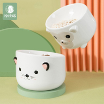 Cat bowl ceramic high feet anti-knock cat food basin protection cervical vertebra dog bowl cat drinking water Food Bowl Pet Supplies