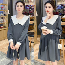Maternity autumn dress 2021 new fashion loose plus size suit pregnant women mid-length age-reducing tops tide