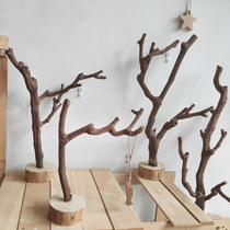 Log tree branch with bottom bracket decoration bookshelf living room coffee table decoration handmade natural jewelry solid wood bracket