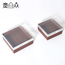 European home model room Curry super fiber leather jewelry storage box with transparent acrylic cover soft decoration