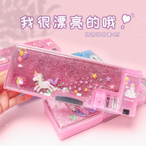 Pipesand pencil box girls stationery box girls adorable kindergarten girls girls in the first year 123 grade large capacity mermaid 2023 new popular multi-function pen bag transparent