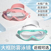 Swimming goggles wear earplugs one Waterproof high-definition anti-fog frame professional swimming men and women myopia outdoor swimming cap set