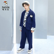 Woodpecker autumn childrens new fashion British style suit set 2021 Korean version of Big Boy handsome suit