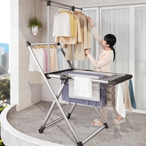 Household balcony folding drying rack bedroom window indoor floor hanging hanging hanger drying quilt artifact