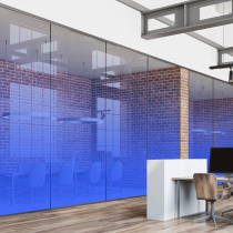 Customized public room glass film Color Art UV translucent blue color gradient film do electrostatic frosted stickers