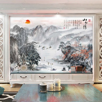 New modern bamboo and wood fiber integrated TV background wall panel 3d custom living room bedroom landscape painting 3d protection wall panel