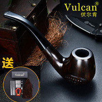  Vulkan pipe solid wood old-fashioned ebony mens filter smoke pot dry smoke bucket Tobacco smoke portable set