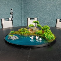 Microminiature landscape table flower pendulum in the middle of the hotel bag round turntable with new Chinese high-end canteen decoration flower