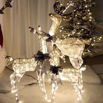 Christmas scene decoration wrought iron luminous mother deer large shopping mall hotel window layout elk package decoration