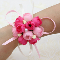 Wrist flower bride bridesmaid sister group hand flower Korean wedding dance childrens bracelet Huasen wedding Christmas