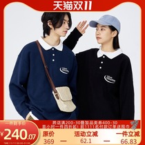 PSO Brand offline limited crescent pattern color collar long sleeve polo shirt lapel collar long sleeve T-shirt men