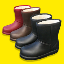 Plus velvet rain shoes men and women plus velvet warm non-slip short tube rain boots overshoes fashion models wear cute waterproof shoes