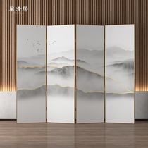 New Chinese style screen partition folding movable living room Hotel entrance office Light luxury metal partition wall customization