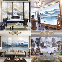 Custom new Chinese landscape bamboo and wood fiberboard painting 3d integrated board living room hotel building dining room quick installation wall panel painting