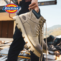 Dickies Martin boots Spring and Autumn Winter plus velvet men trendy shoes medium-help leather English style casual retro overfitting boots