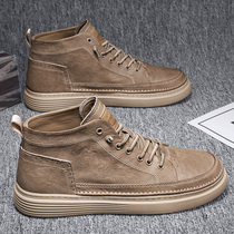 Martin Boots Men 2022 Springtime Mens Shoes 100 Hitch High Help Shoes Korean Version Trends Middle Bunch Shoes Men Casual Leather Shoes
