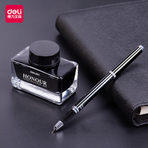 Del stationery S636 ink pen student non-carbon pen ink dye type non-blocking pen black ink blue pure blue teacher writing tool red ink