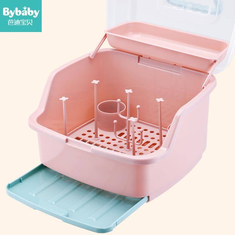 Supplies Storage storage box box Tableware Large baby with cover portable dustproof bottle box Drain baby hot selling