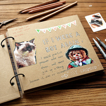 Musty Wood Kraft paper square photo album retro literary blank DIY Nordic simple to send male and female friends girlfriends graduation students cut and paste movie tickets storage sheet album birthday gifts