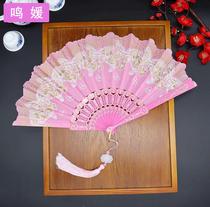 Girl Princess Fan Butterfly Chinese Wind Folding Fan Folding Fan Dance Hanfu Fan Classical Fan Plastic Fan Ancient Clothes