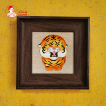 Little Tiger cerebellum axe cloisonne silk enamel painting diy material package intangible cultural heritage national tide desktop ornaments with picture frame