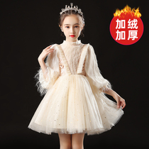 Girls evening dresses High-end childrens princess dress childrens clothing wedding flower childrens foreign style piano performance clothing autumn and winter