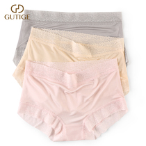 3 strips of 100% mulberry silk silk underwear women mid-waist summer thin breathable lace unscented hip boxer shorts