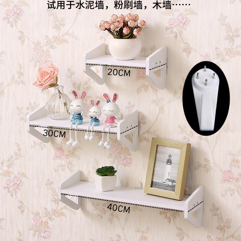 Wall shelf bedroom decoration simple flower shelf without punching wall hanging living room bookshelf TV wall shelf