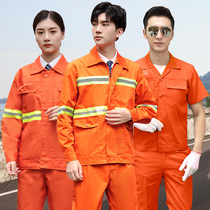  Sanitation workers overalls suit mens summer long and short sleeve tops Municipal engineering cleaning reflective strip labor insurance clothes