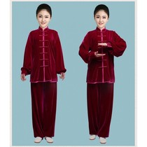 New product selection Taiji clothing golden velvet practice clothing South Korean velvet women thickened Spring and Autumn Winter men do not fall martial arts too